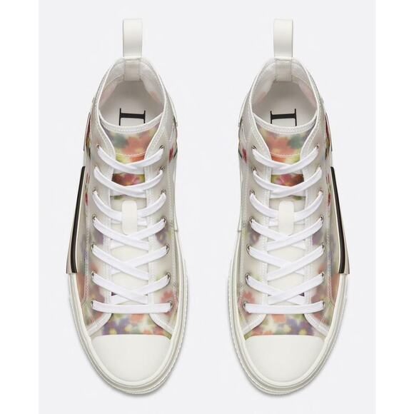Dior Mens B23 Floral Technical Canvas White High Top Lace Up Flat Sneaker 40 7 - Picture 6 of 11